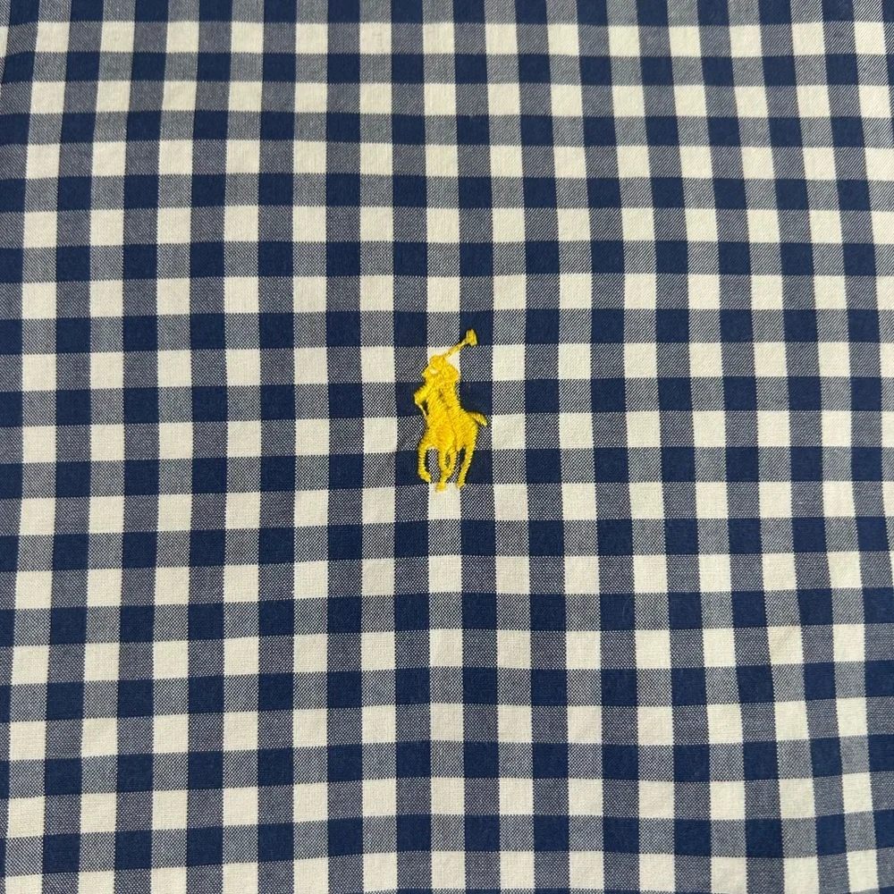 Vintage Ralph Lauren gingham blue white custom fit button down shirt - Picture 4 of 8